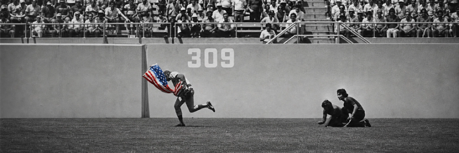 Rick Monday rescues an American flag from being burned at Dodger Stadium, April 25, 1976