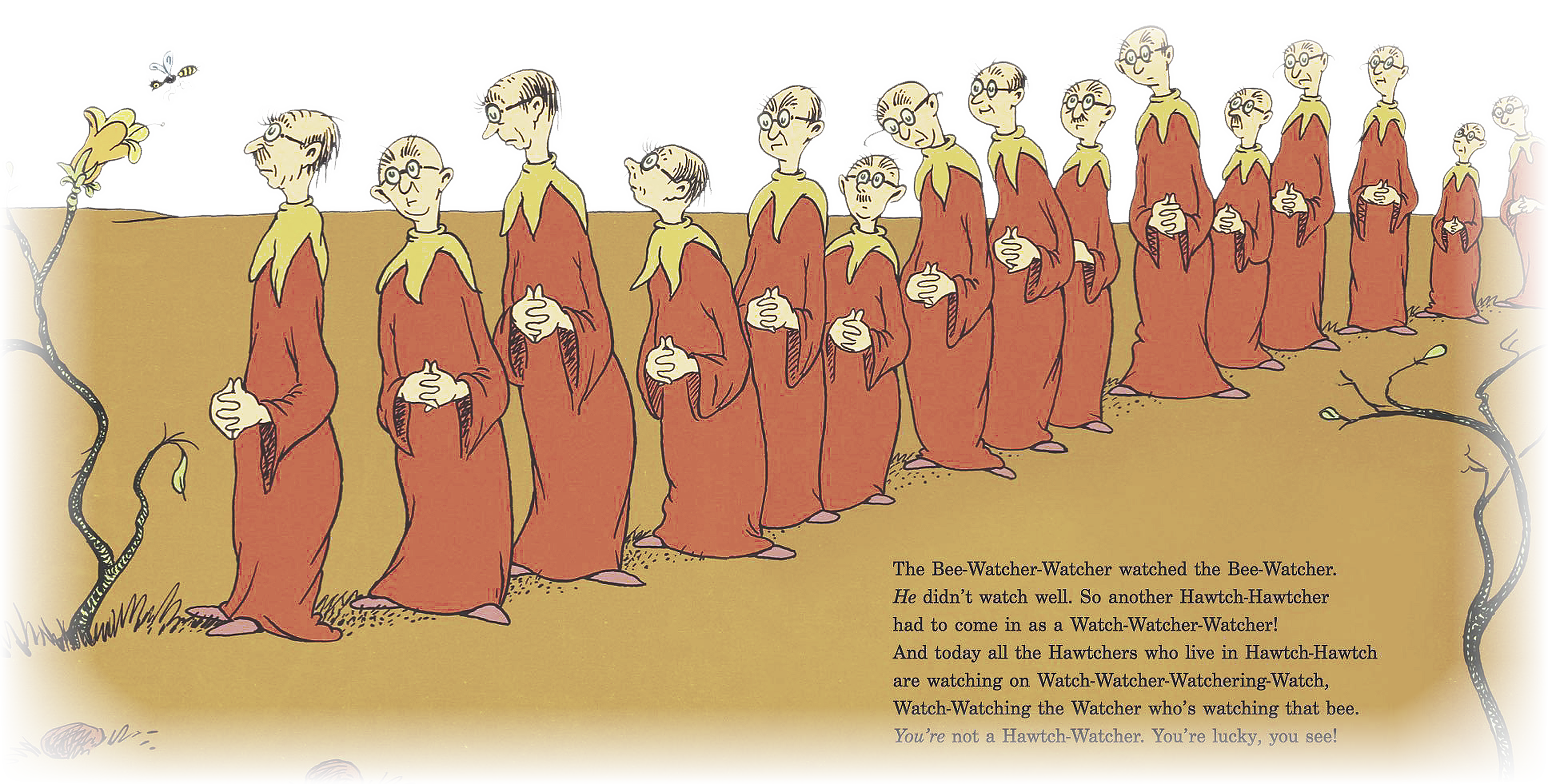 Dr. Seuss Hawtch-Hawtch Bee-Watcher illustration from Did I Ever Tell You How Lucky You Are?